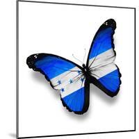 Honduras Flag Butterfly, Isolated On White-suns_luck-Mounted Art Print