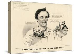 Honest Abe Taking Them on the Half Shell, 1860-Currier & Ives-Stretched Canvas