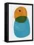 Honey and Blue Abstract Shapes-Eline Isaksen-Framed Stretched Canvas