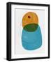 Honey and Blue Abstract Shapes-Eline Isaksen-Framed Art Print