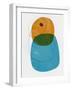 Honey and Blue Abstract Shapes-Eline Isaksen-Framed Art Print