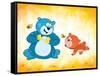 Honey Boo-Blue Fish-Framed Stretched Canvas