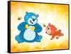 Honey Boo-Blue Fish-Framed Stretched Canvas