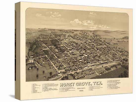 Honey Grove, Texas - Panoramic Map-Lantern Press-Stretched Canvas