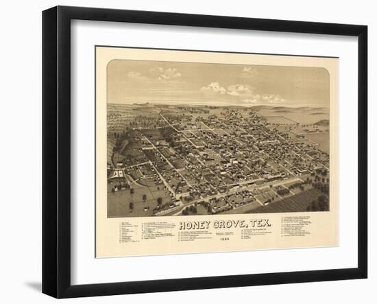 Honey Grove, Texas - Panoramic Map-Lantern Press-Framed Art Print