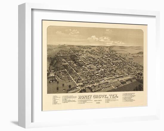 Honey Grove, Texas - Panoramic Map-Lantern Press-Framed Art Print