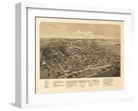 Honey Grove, Texas - Panoramic Map-Lantern Press-Framed Art Print