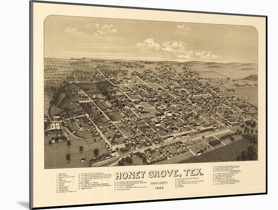 Honey Grove, Texas - Panoramic Map-Lantern Press-Mounted Art Print