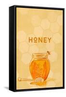 Honey Jar - Letterpress-Lantern Press-Framed Stretched Canvas