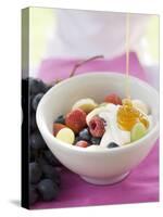 Honey Running onto Fruit Muesli with Yoghurt-null-Stretched Canvas