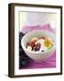 Honey Running onto Fruit Muesli with Yoghurt-null-Framed Photographic Print
