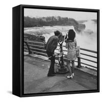 Honeymoon Couple, Colman Laposa Jr. and Wife, Gazing at the Niagara Falls-Yale Joel-Framed Stretched Canvas