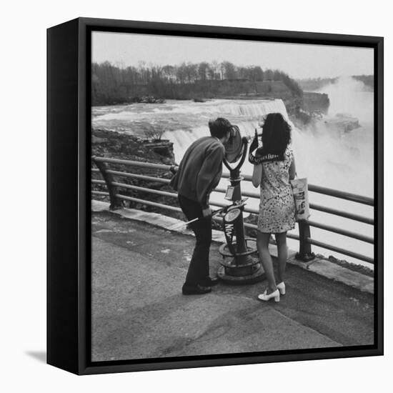 Honeymoon Couple, Colman Laposa Jr. and Wife, Gazing at the Niagara Falls-Yale Joel-Framed Stretched Canvas