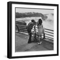 Honeymoon Couple, Colman Laposa Jr. and Wife, Gazing at the Niagara Falls-Yale Joel-Framed Photographic Print