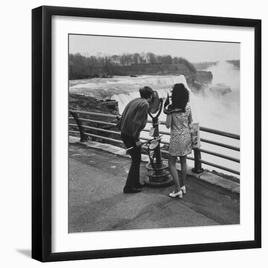 Honeymoon Couple, Colman Laposa Jr. and Wife, Gazing at the Niagara Falls-Yale Joel-Framed Photographic Print