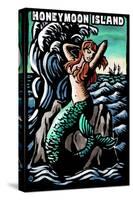 Honeymoon Island, Florida - Mermaid - Scratchboard-Lantern Press-Stretched Canvas