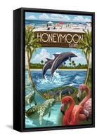 Honeymoon Island, Florida - Montage-Lantern Press-Framed Stretched Canvas