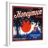 Honeymoon Orange Label - Claremont, CA-Lantern Press-Framed Art Print