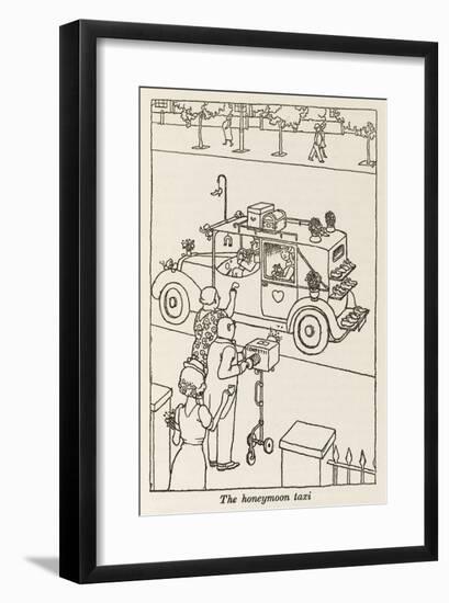 Honeymoon Taxi-William Heath Robinson-Framed Art Print