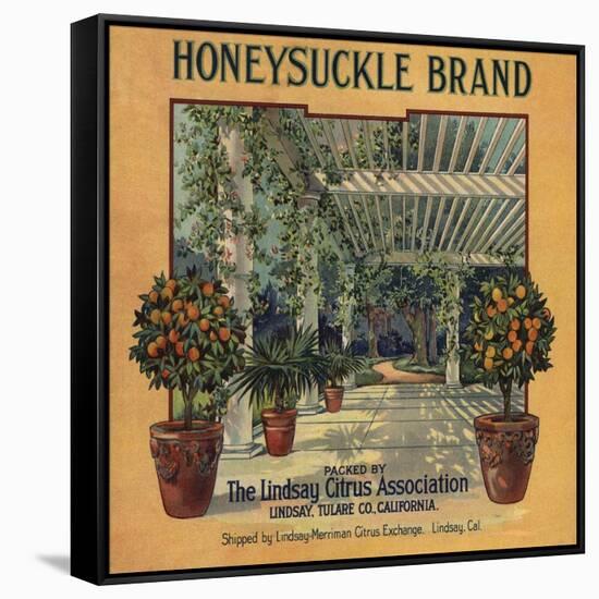 Honeysuckle Brand - Lindsay, California - Citrus Crate Label-Lantern Press-Framed Stretched Canvas
