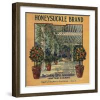 Honeysuckle Brand - Lindsay, California - Citrus Crate Label-Lantern Press-Framed Art Print