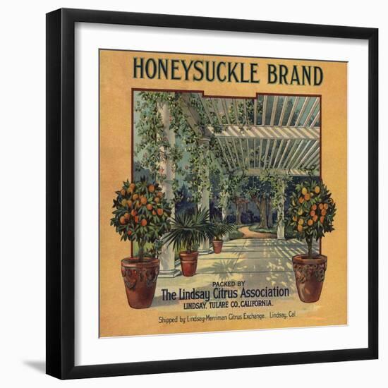 Honeysuckle Brand - Lindsay, California - Citrus Crate Label-Lantern Press-Framed Art Print
