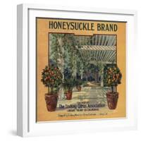 Honeysuckle Brand - Lindsay, California - Citrus Crate Label-Lantern Press-Framed Art Print