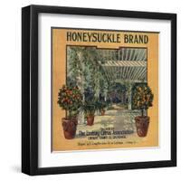 Honeysuckle Brand - Lindsay, California - Citrus Crate Label-Lantern Press-Framed Art Print