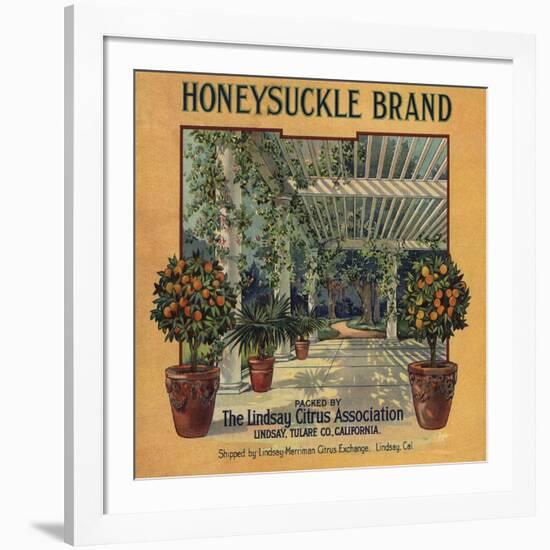 Honeysuckle Brand - Lindsay, California - Citrus Crate Label-Lantern Press-Framed Art Print