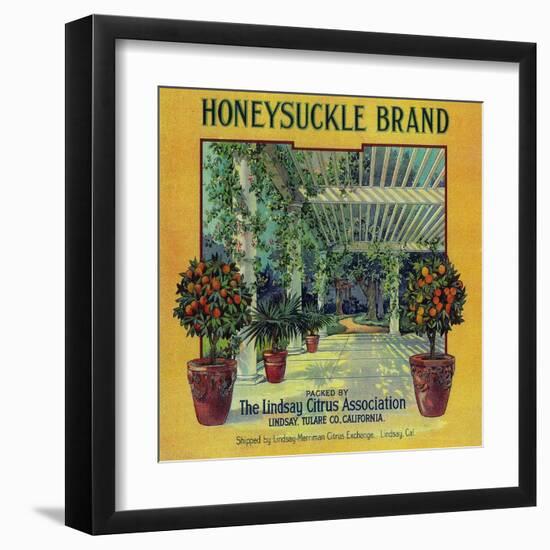 Honeysuckle Orange Label - Lindsay, CA-Lantern Press-Framed Art Print