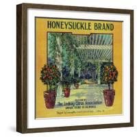 Honeysuckle Orange Label - Lindsay, CA-Lantern Press-Framed Art Print