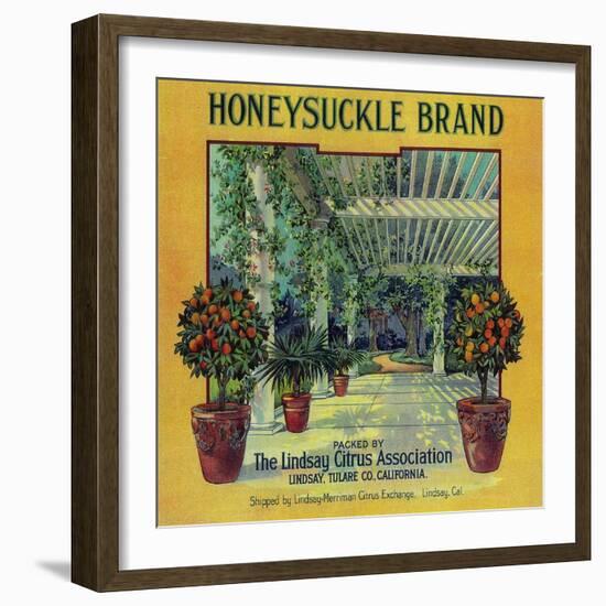 Honeysuckle Orange Label - Lindsay, CA-Lantern Press-Framed Art Print