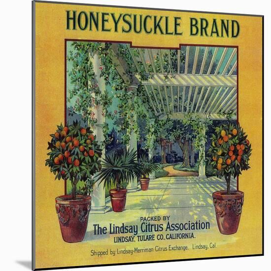 Honeysuckle Orange Label - Lindsay, CA-Lantern Press-Mounted Art Print