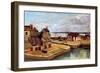 Honfleur, Houses on the Quay, 1830 (Oil on Canvas)-Jean Baptiste Camille Corot-Framed Premium Giclee Print