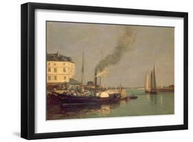 Honfleur. La Jetee, 1854-57 (Oil on Panel)-Eugène Boudin-Framed Giclee Print