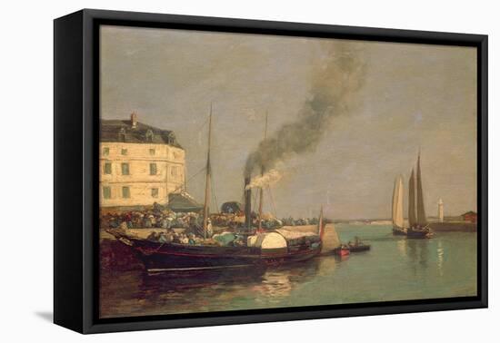 Honfleur. La Jetee, 1854-57 (Oil on Panel)-Eugène Boudin-Framed Stretched Canvas