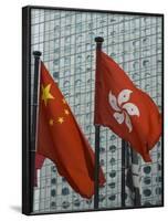Hong Kong and Chinese Flags Fly in Central, Hong Kong, China-Amanda Hall-Framed Photographic Print