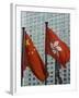 Hong Kong and Chinese Flags Fly in Central, Hong Kong, China-Amanda Hall-Framed Photographic Print