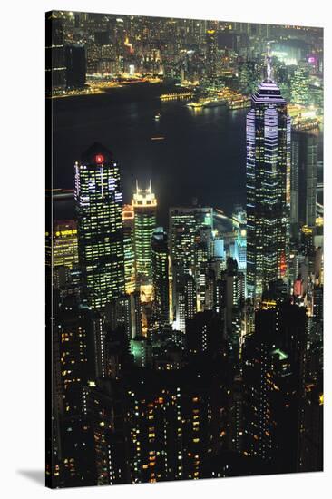 Hong Kong at Night-Jon Hicks-Stretched Canvas