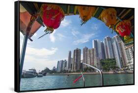 Hong Kong, China. Aberdeen from Boat in Water of Reclaimed Land with Skyscraper Condos-Bill Bachmann-Framed Stretched Canvas