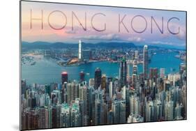 Hong Kong, China - Aerial View-Lantern Press-Mounted Art Print