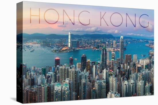 Hong Kong, China - Aerial View-Lantern Press-Stretched Canvas