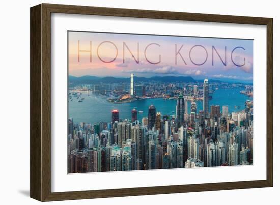 Hong Kong, China - Aerial View-Lantern Press-Framed Art Print