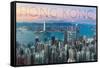 Hong Kong, China - Aerial View-Lantern Press-Framed Stretched Canvas