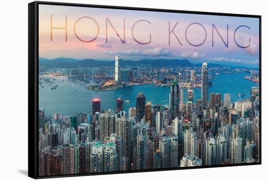 Hong Kong, China - Aerial View-Lantern Press-Framed Stretched Canvas
