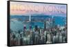 Hong Kong, China - Aerial View-Lantern Press-Framed Stretched Canvas