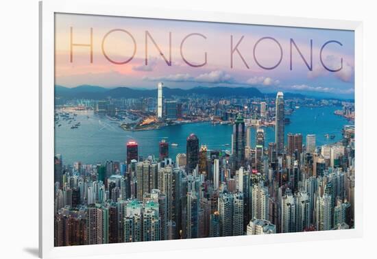 Hong Kong, China - Aerial View-Lantern Press-Framed Art Print