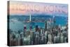 Hong Kong, China - Aerial View-Lantern Press-Stretched Canvas