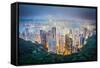 Hong Kong, China City Skyline from Victoria Peak-Sean Pavone-Framed Stretched Canvas