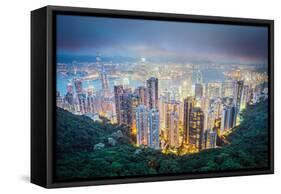 Hong Kong, China City Skyline from Victoria Peak-Sean Pavone-Framed Stretched Canvas